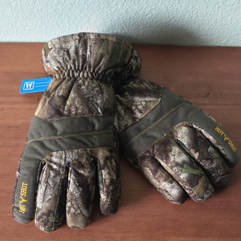 HOT SHOT Men's Camouflage Insulated Hunting Gloves - Brown/Green